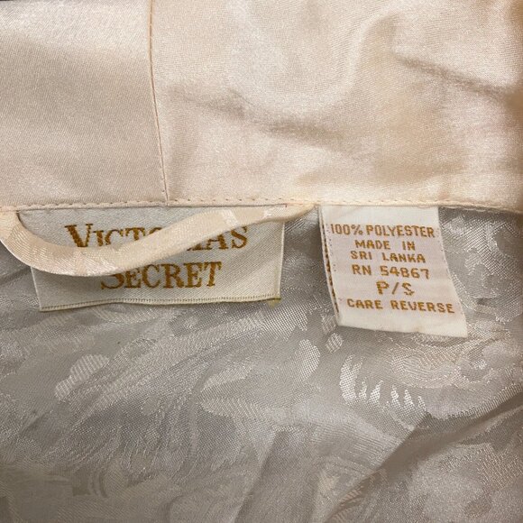 Victoria's Secret Robe Women Small Ivory Tasseled Belt Floral Damask Long Flaw‎ - Picture 6 of 14